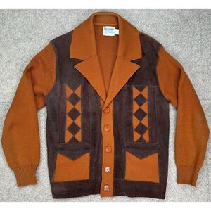 Alexander's Fully Fashioned Vtg Women's Half Leather Cadigan‎ Size Medium